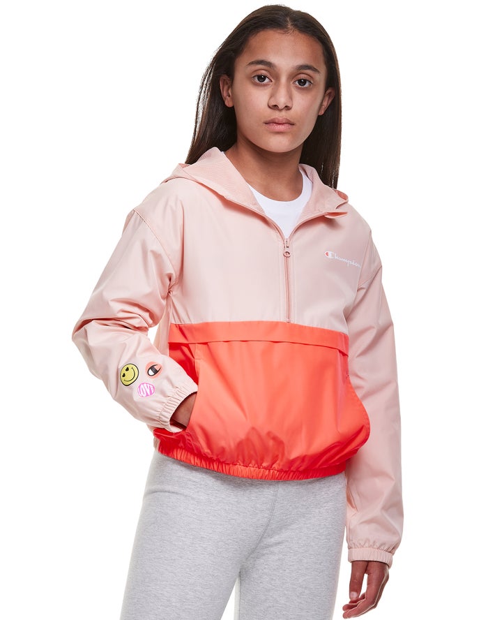 Champion Jas Meisjes - Koraal/Oranje - Colorblock Windbreaker Smiley Face ( 059624-QAU )